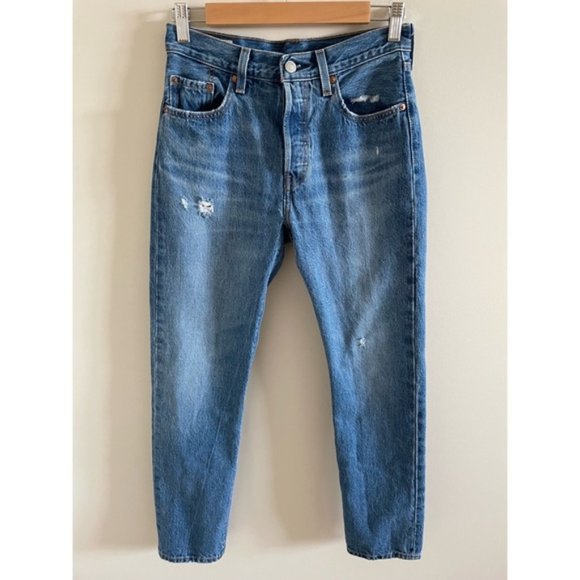 Levi's 501 Jeans Athens Dark Rigid 100% Cotton Ankle Length Denim Size W25 L30 - Picture 3 of 11
